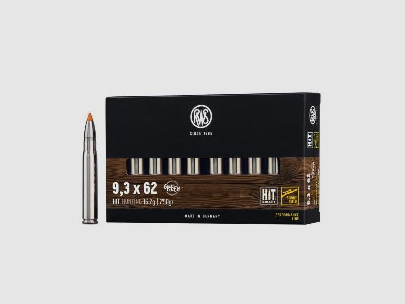 RWS Kugelpatronen 9,3x62 SR HIT bleifrei 20 Stk  16,2g/250gr