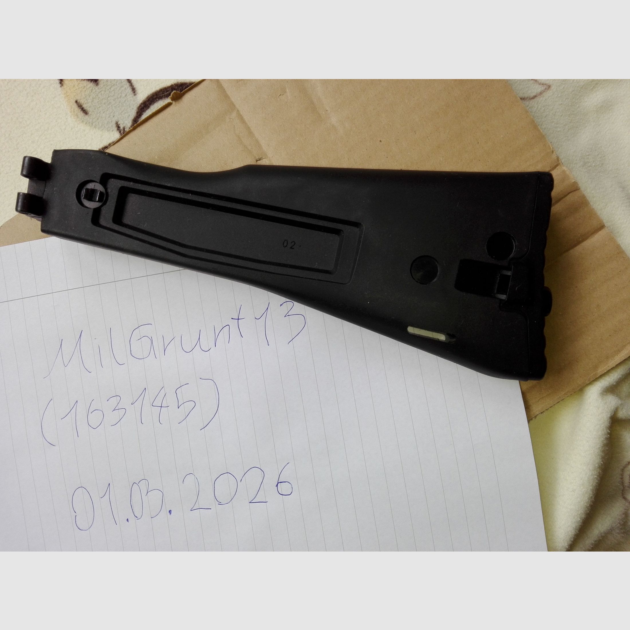 Original IZHMASH Polymer AK74M 5.5mm Pin/Pin Folding Stock, 100 Series AK folding stock (newer version with the slot for the butt pad strap)