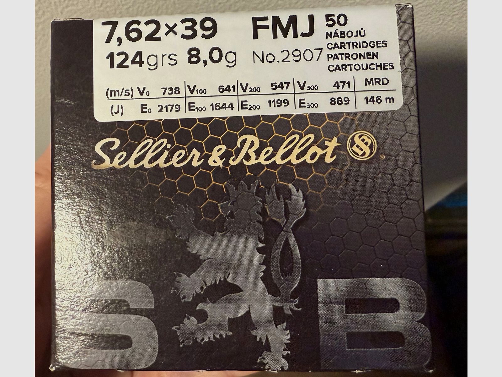 S&B 7.62x39, 124 grs, FMJ (8x) *Pick-up only*