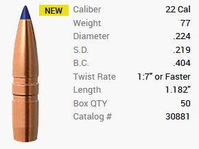 Balle Barnes 6,5mm/.264 77GR Long-Range X BT 50 pièces
