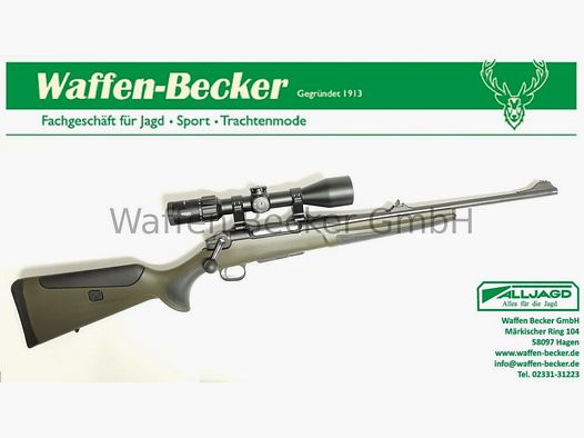 Haenel NXT Repetidor de cerrojo recto Cal. 308Win. Composite, verde + Meopta MeoSport 3-15x50 RD SFP