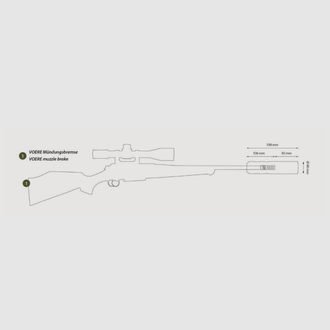 VOERE overbarrel hunting suppressor 6.5 mm – like new