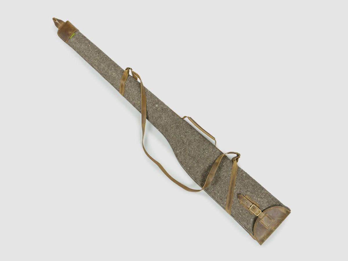 Flintenfutteral Filz und Leder, Grau