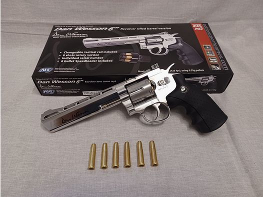 Dan Wesson 6" chrom / 4,5 mm Diabolo / CO2 / Revolver / OVP (115)