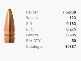 Barnes kogel 7,62x39/.310 123GR M/LE Tac-X BT 50 stuks