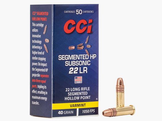 CCI Segmented Hollow Point Subsonic .22 LR 40GR 50 cartucce
