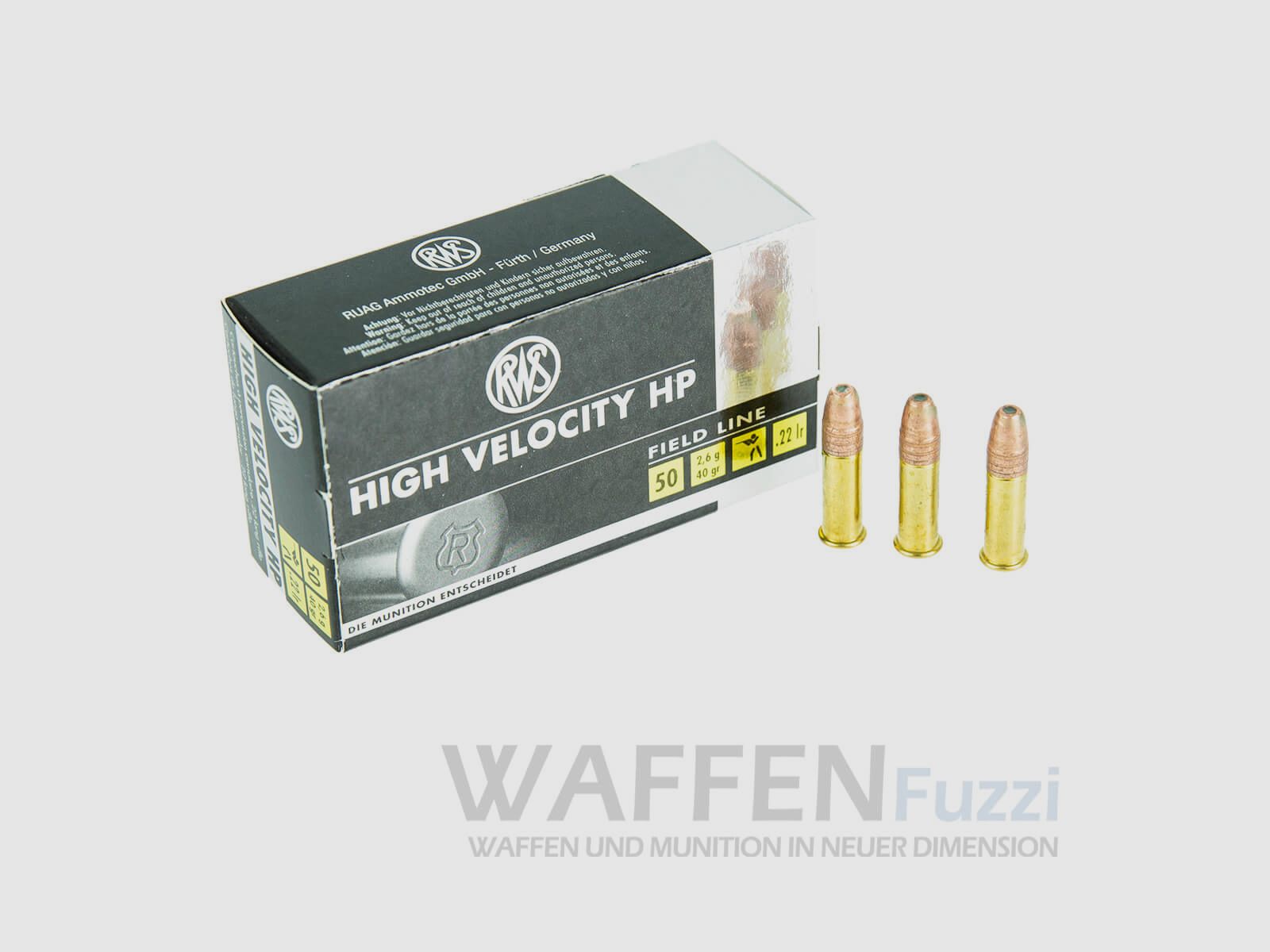 Cartucho de percusión anular RWS calibre .22lr HV punta hueca 50 disparos