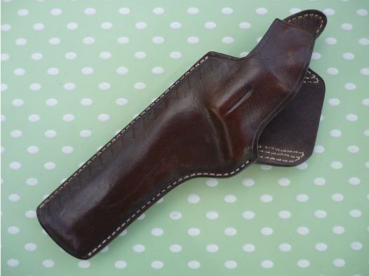HKDesign - Holster met Teflon korrelrail, twee trekhoeken en decoratieve perforatie - voor S&W 686 6" - Gebruikt linkshandig
