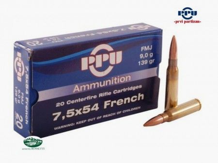 PPU PRVI PARTIZAN Municiones cal. 7,5x54 Francés FMJ 139gr. (7,5X54 MAS)