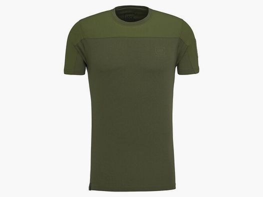 GLOCK Tactical T-Shirt Oliv – Ripstop-Schultern, Stretch-Torso – Soft-Velcro-Badge – Größe XL