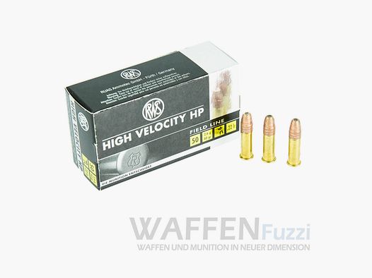 Rimfire cartridge RWS caliber .22lr HV hollow point 50 shots