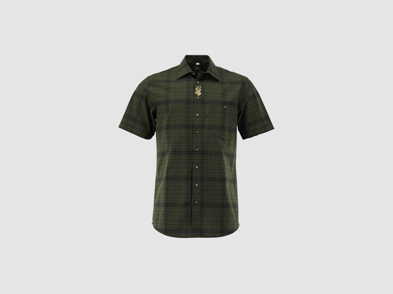 OS Trachten Heren Korte Mouwen Shirt Hertenhoofd | 39/40