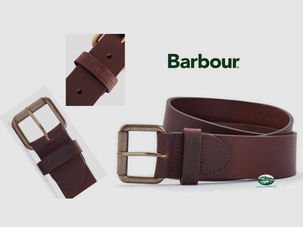 BARBOUR Pasek z matowej brązowej skóry
