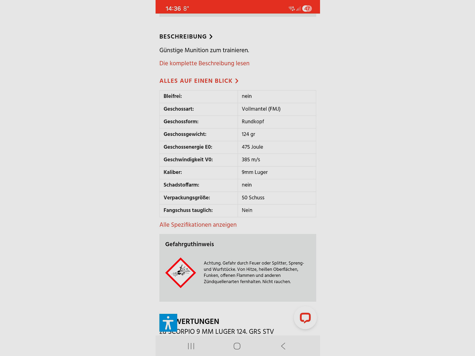 9mm Scorpio proiettili a punta piena 124gr. 23×50pz. (1150 pz)