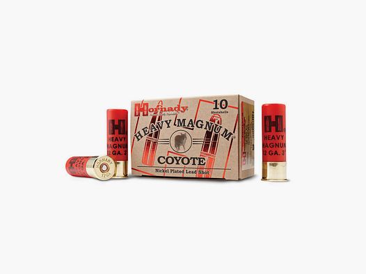 Munición Escopeta HORNADY COYOTE HM- 12 GA 00 NICKEL 3″- Caja 10