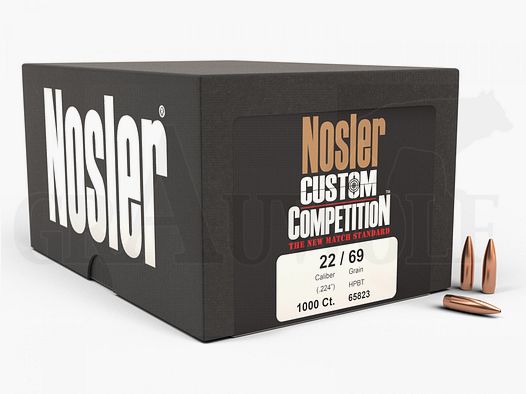 .224 / 5,6 mm 69 gr / 4,4 g Nosler Custom Competition HPBT Geschosse 1000 Stück