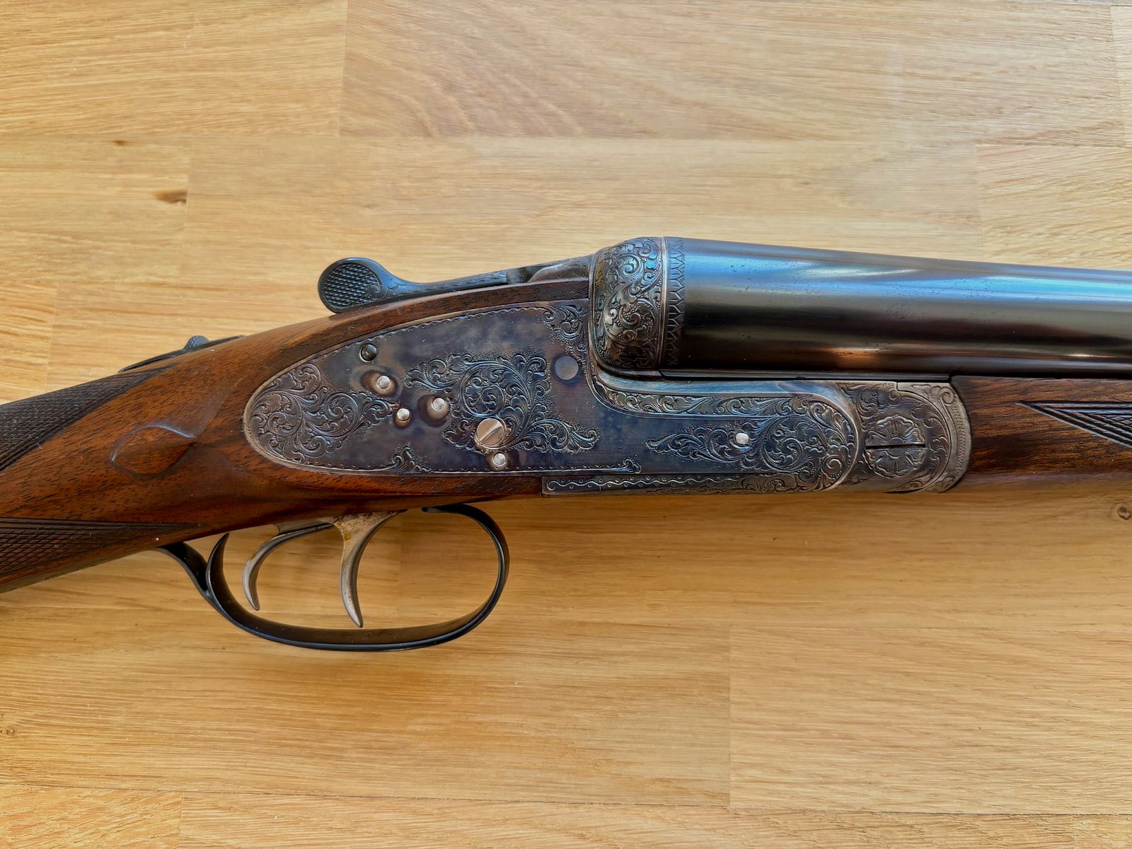 Grulla Seitenschloss Querflinte - Modell 215 - Cal. 12/70 - ejecución de alta calidad - año de fabricación 1977