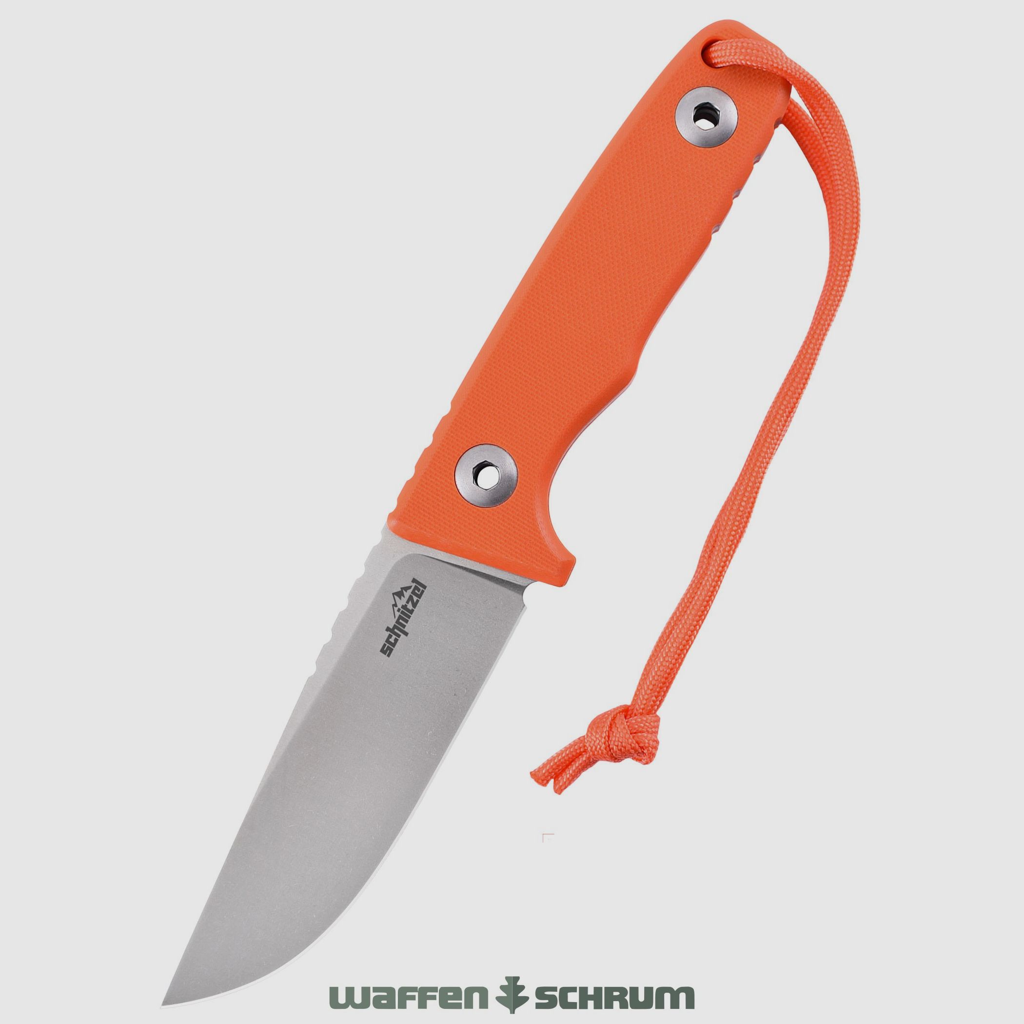 Schnitzel Outdoormesser TRI orange rostfreier 14C28N-Stahl Inkl. Scheide aus Kydex mit Dangler-Trageystem