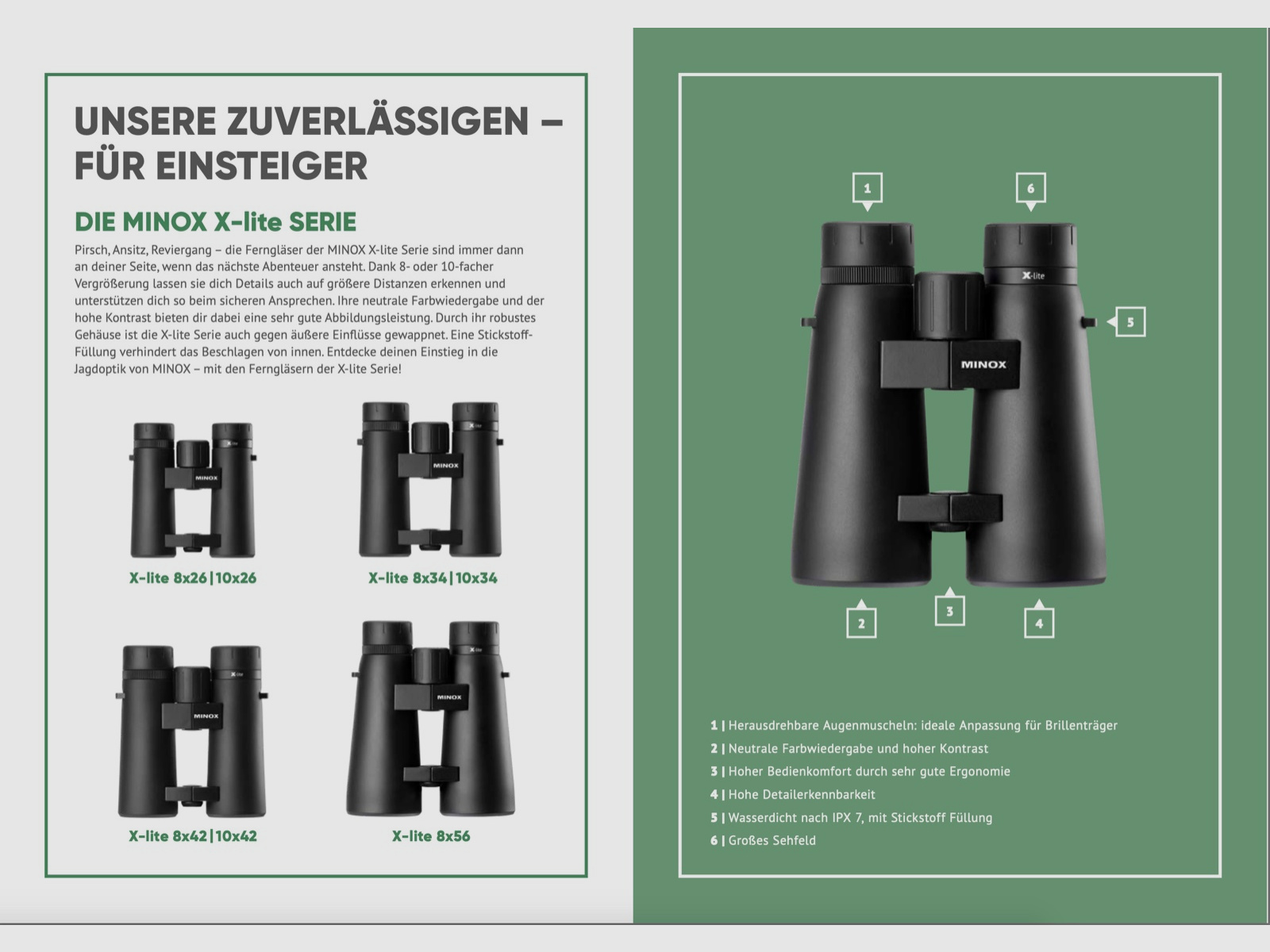 Minox 80407326 Fernglas XLite 10x26 Neuheit für Reviergang und Outdooraktivität