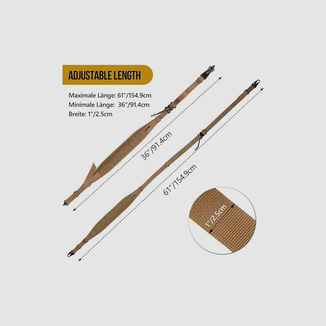 SNS 2 Punktowy Pasek do Karabinu, Tan QD + Hak HK