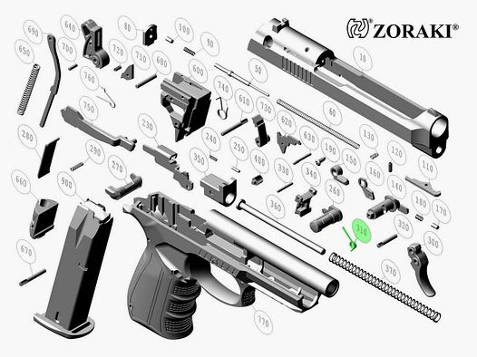 Abzugfeder fĂĽr Schreckschuss Pistole Zoraki 918, Ersatzteil