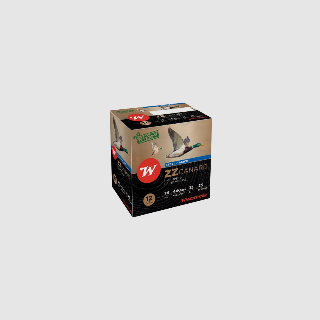 BOX MIT 25 PATRONEN WINCHESTER ZZ ENTE HOHE GESCHWINDIGKEIT STAHL 33G WAD KUPPEL KAL. 12/76 BLEI 6 STAHL, Bild 1 von 3