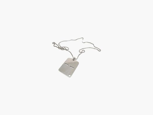 Graue italienische Metallplakette mit Kugelkette