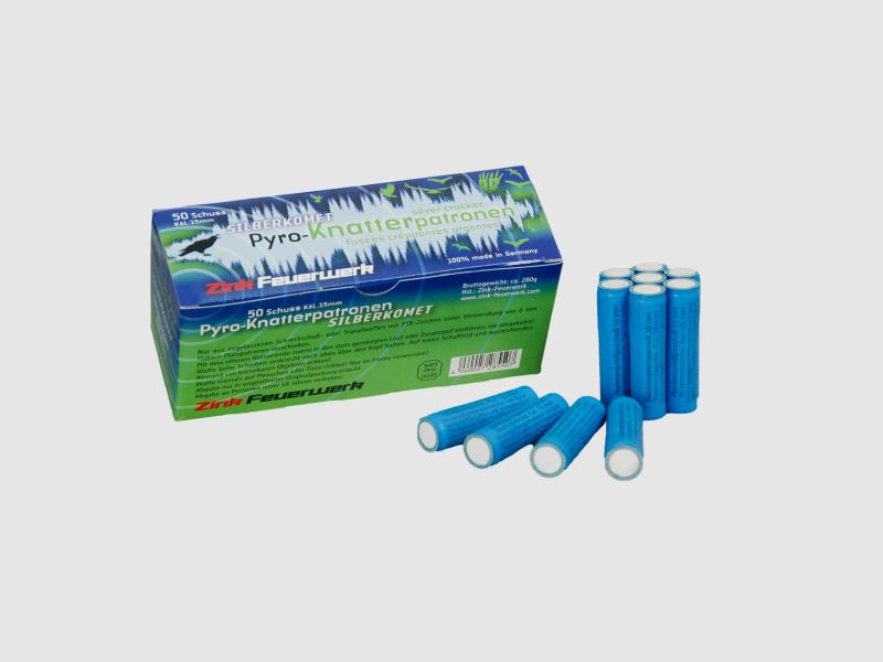 Zink Firework Crackling Cartridges with Silver Comet 50 pcs. 15 mm