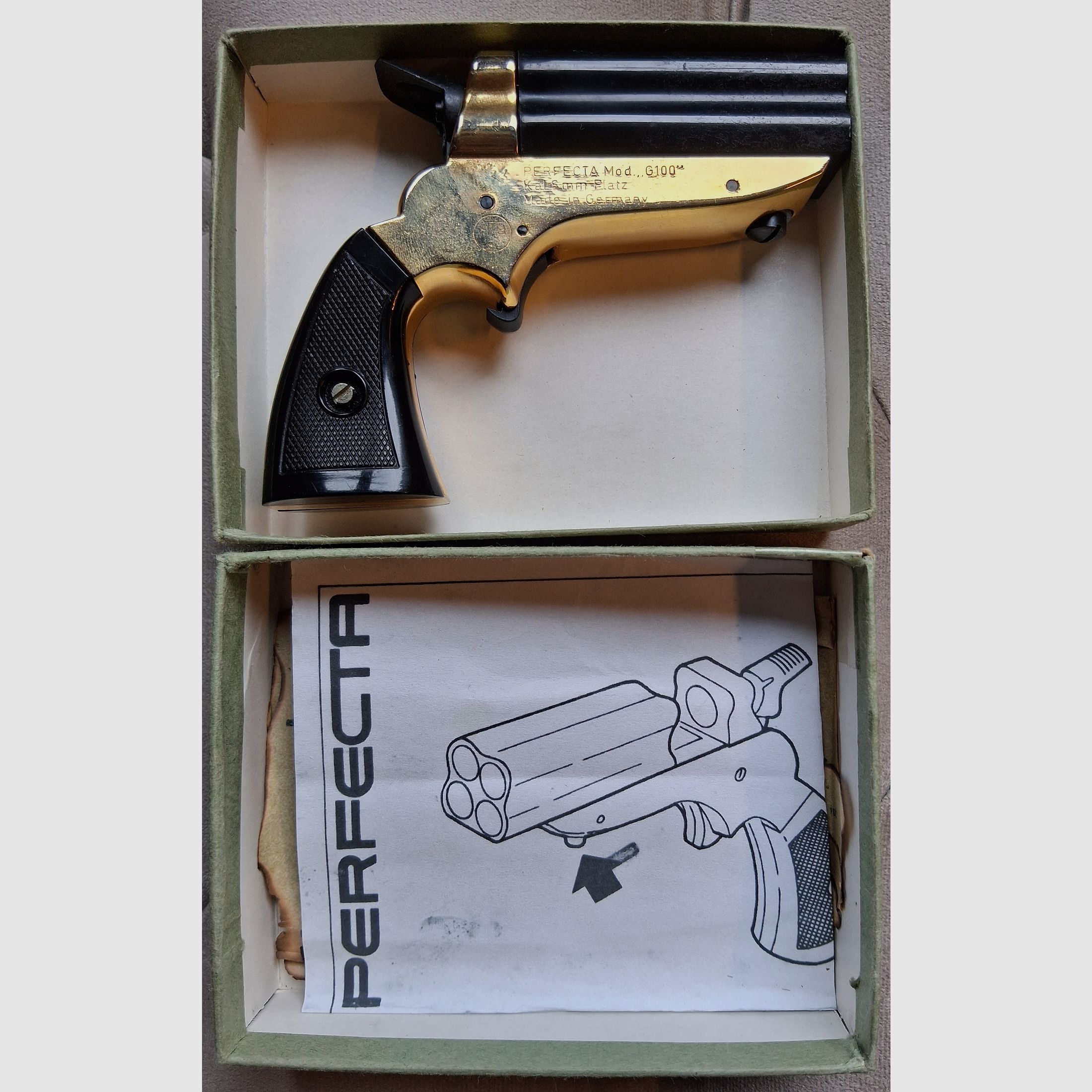 Pepperbox Perfecta G100 bundle revolver 6mm blank free from 18 tear gas gun