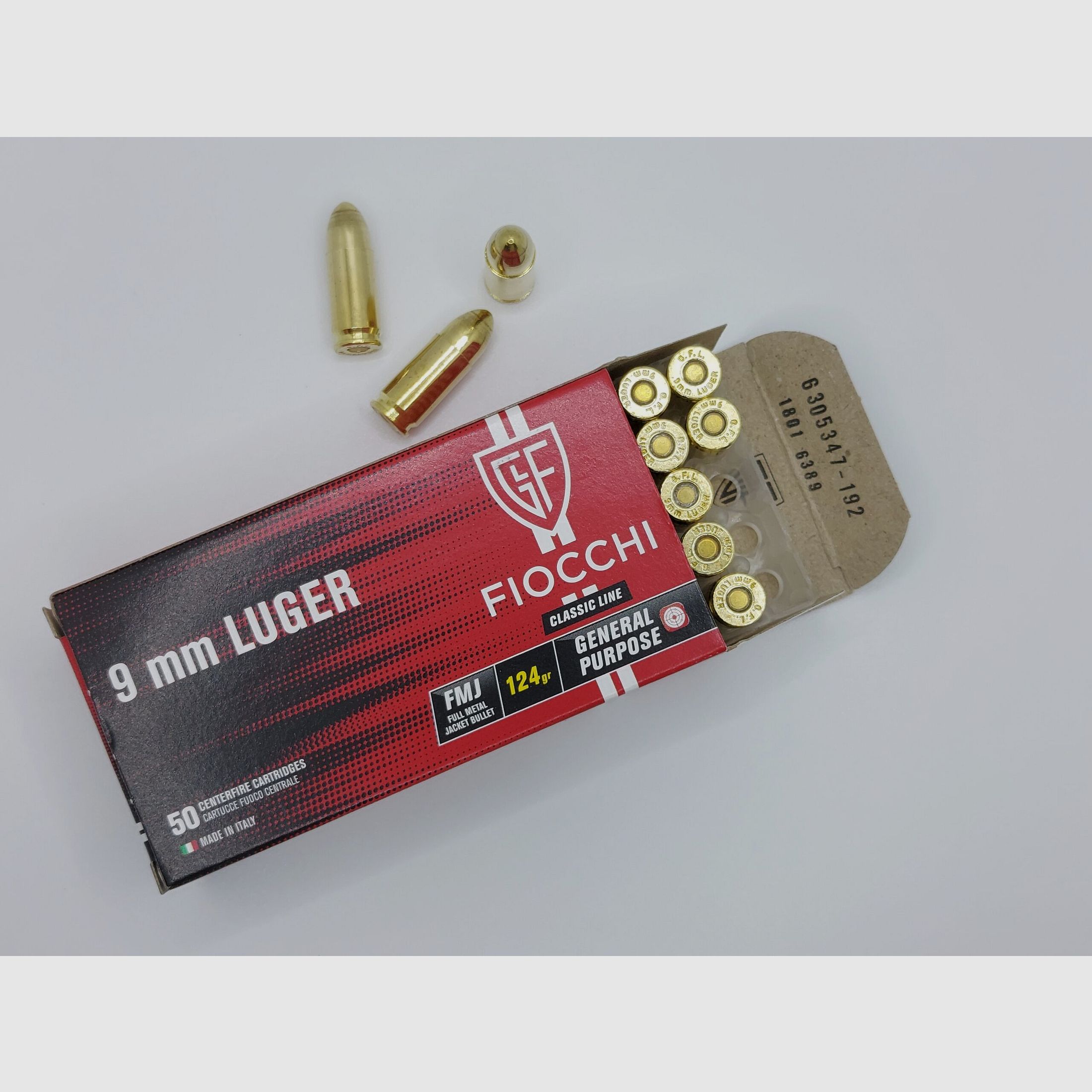 Fiocchi 9mm Pistolenpatrone 124gr FMJ, Bild 3 von 3