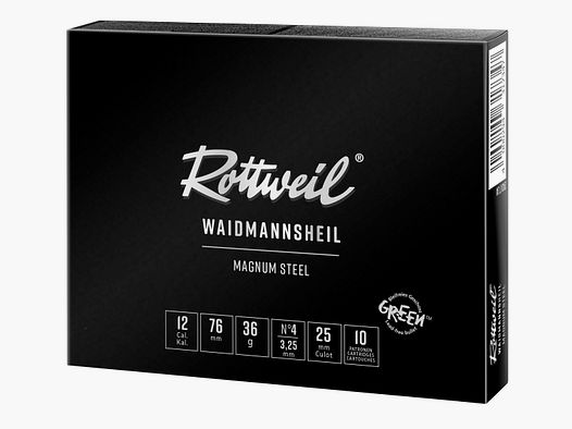 Rottweil Stahlschrotpatronen Waidmannsheil Magnum Steel 12/76 3,25 mm