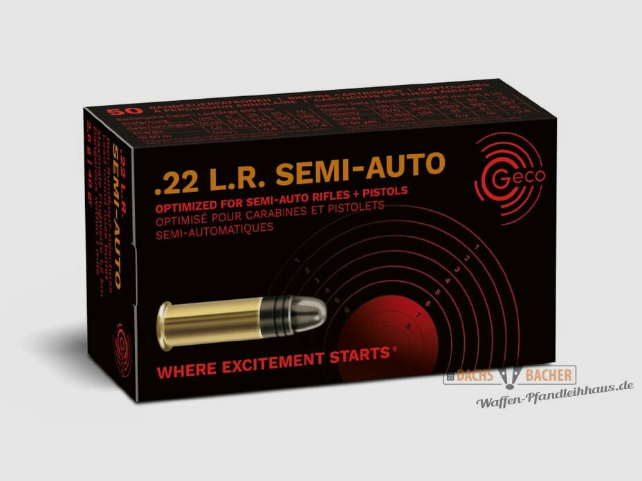 GECO .22lfB Semi Auto Lead Round Nose 2.6 grams 40 grain 50 shots