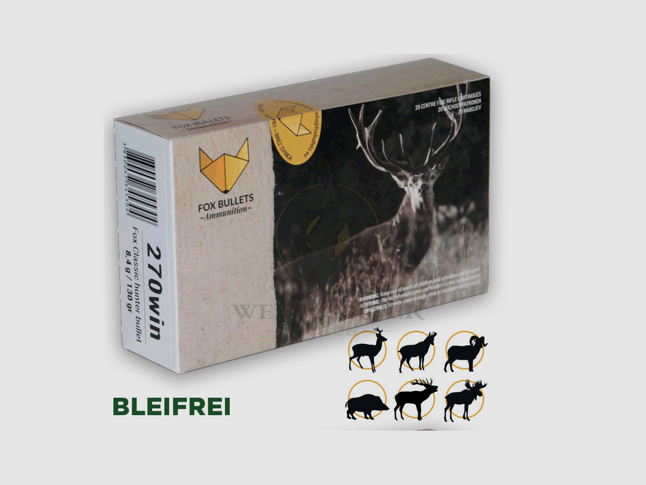 Fox Bullet.270 Win. bleifrei 8,4g/130gr, 20 Schuss
