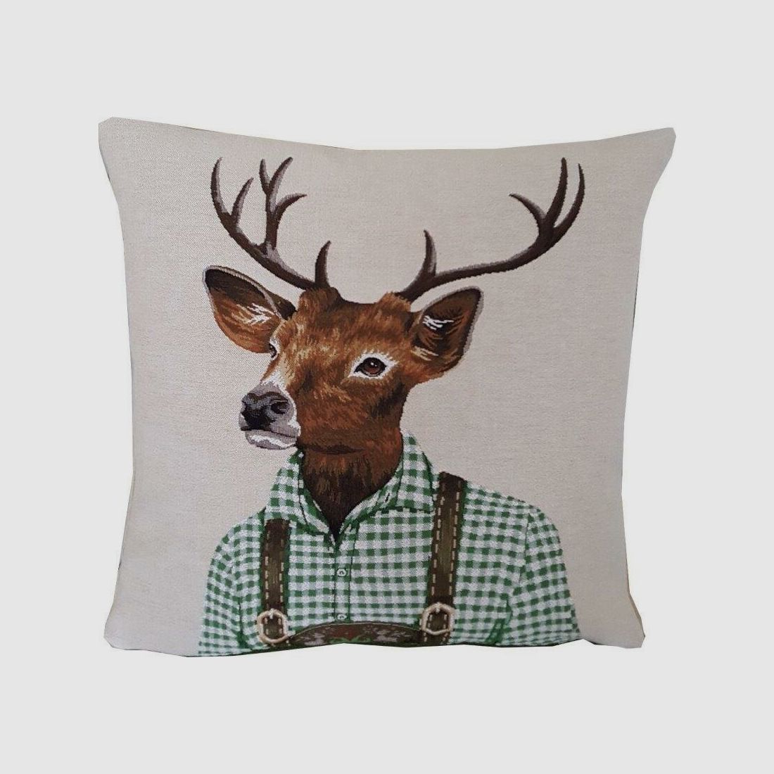 Lovergreen Kissen Motiv Kissen Hirsch Schottenhemd grn