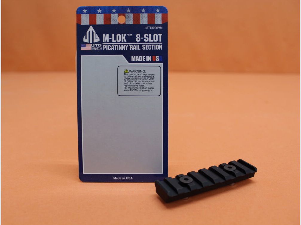 UTG - Leapers UTG PRO M-LOK Compatible Picatinny Rail (MTURS09M) Black 8 Slots BL=80mm Picatinnyschiene, Bild 1 von 2