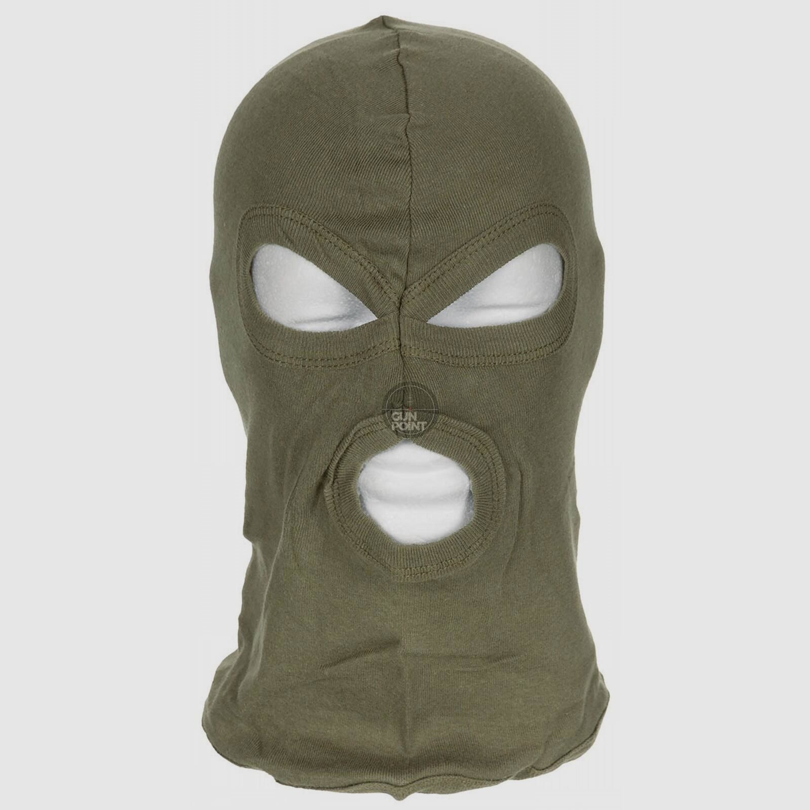 Balaclava, 3-Loch, dünn,oliv, 100 % Baumwolle