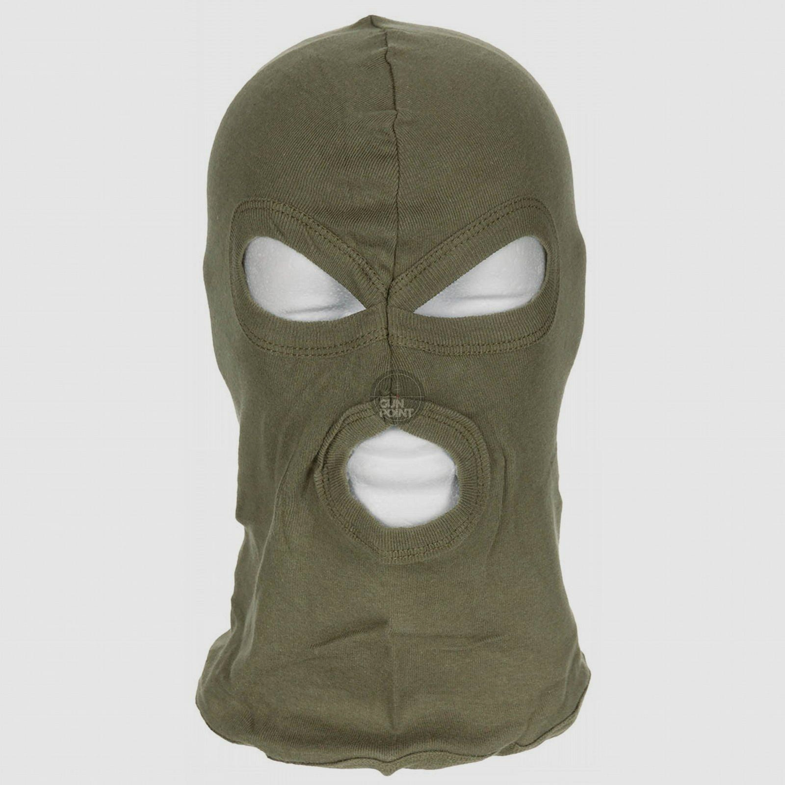 Balaclava, 3-Loch, dnn,oliv, 100 % Baumwolle