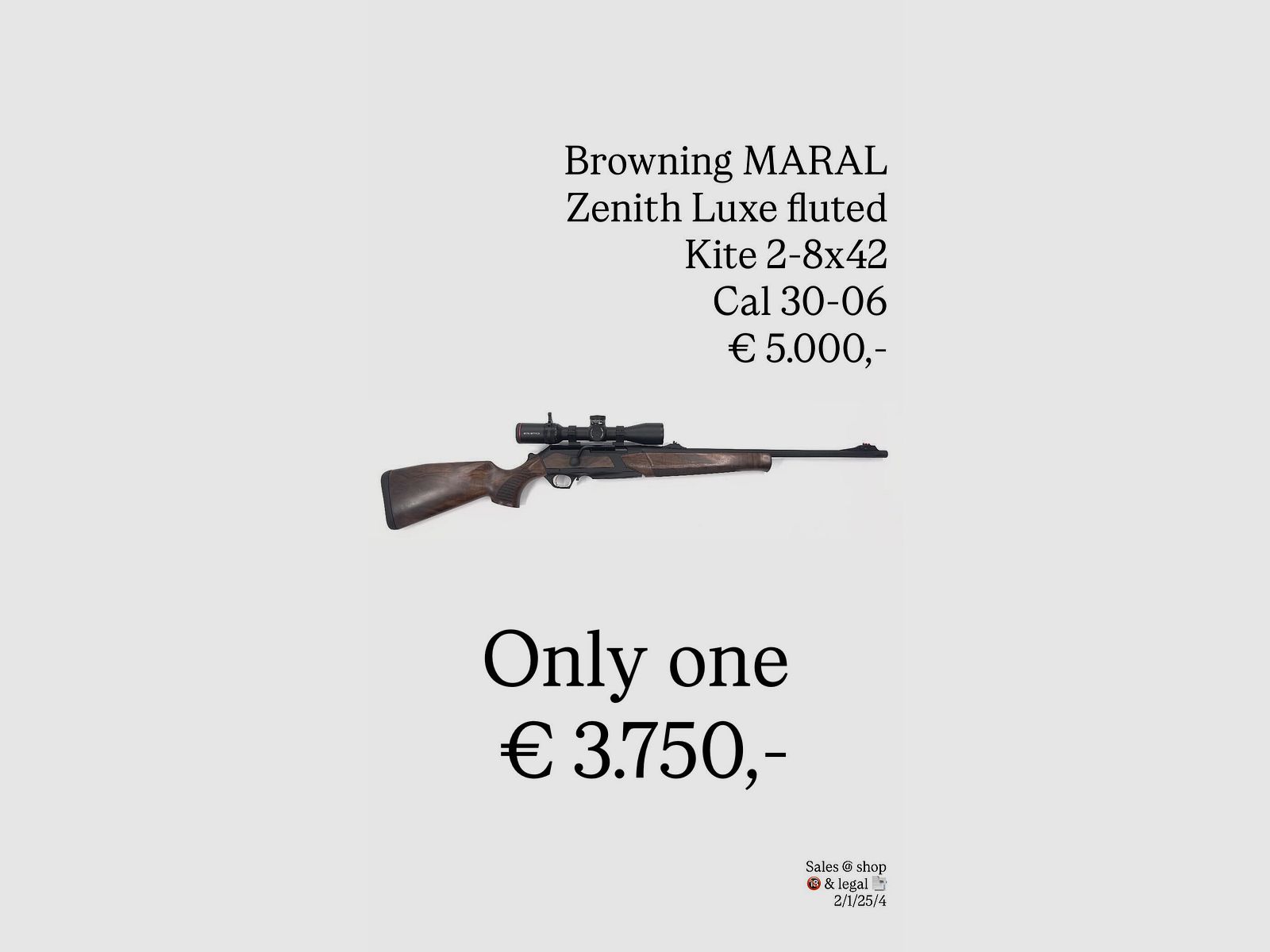 BROWNING COMBO KITE B6 MARAL ZENITH WOOD FLUTED cal 30-06, afbeelding 4 van 4