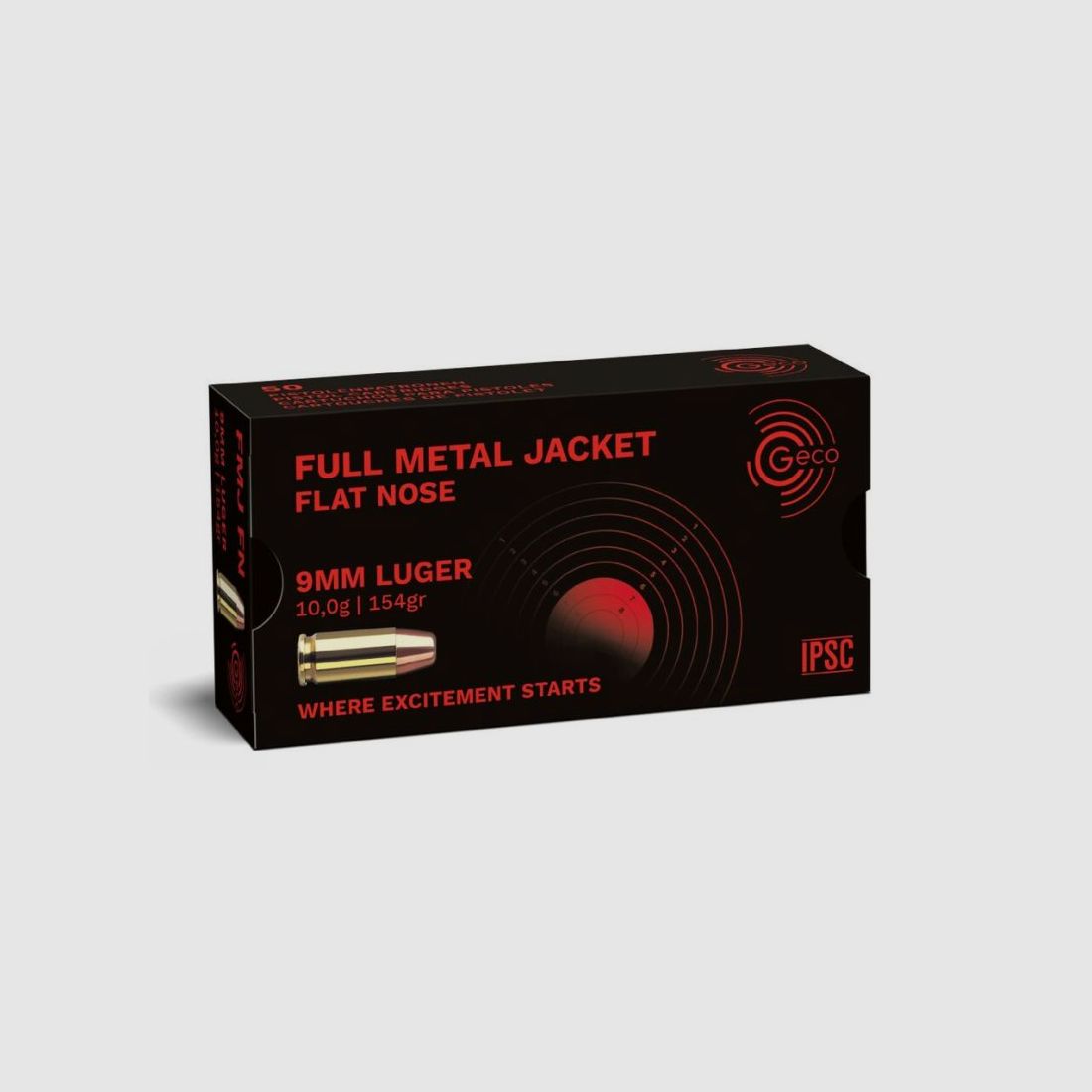 GECO 9 mm Luger Full Metal Jacket Flat Nose 10,0g/154gr - 50 Patronen