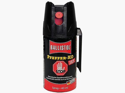 40ml Hochw. Pfefferspray K.O. JET Direktstrahl – 11 % OC / 2,5 Mio. Scoville v. Ballistol - Abwehr