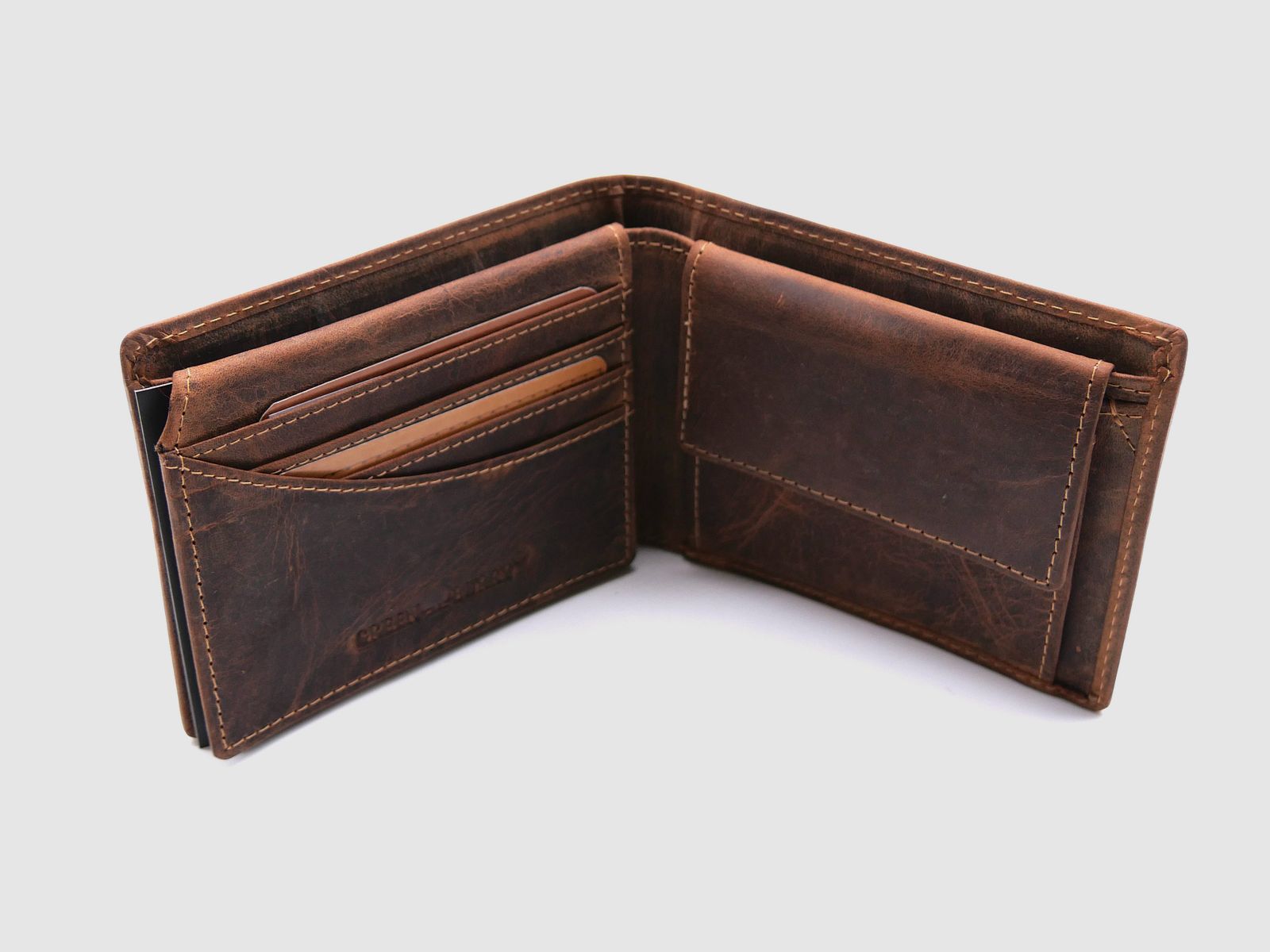 Greenburry leather wallet brown Vintage Animal Collection boar 1705-wildboar-25