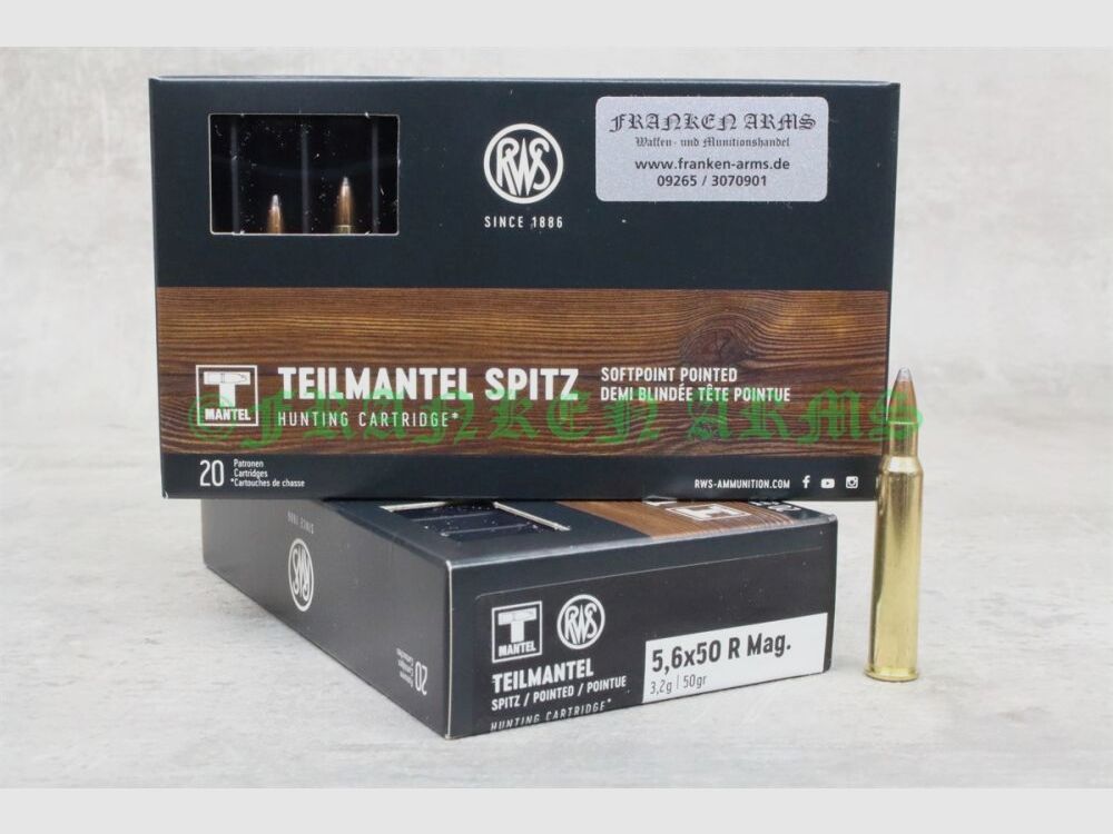 RWS Deelmantel 5,6x50R Magnum 50gr. 3,2g 20 stuks staffelprijzen