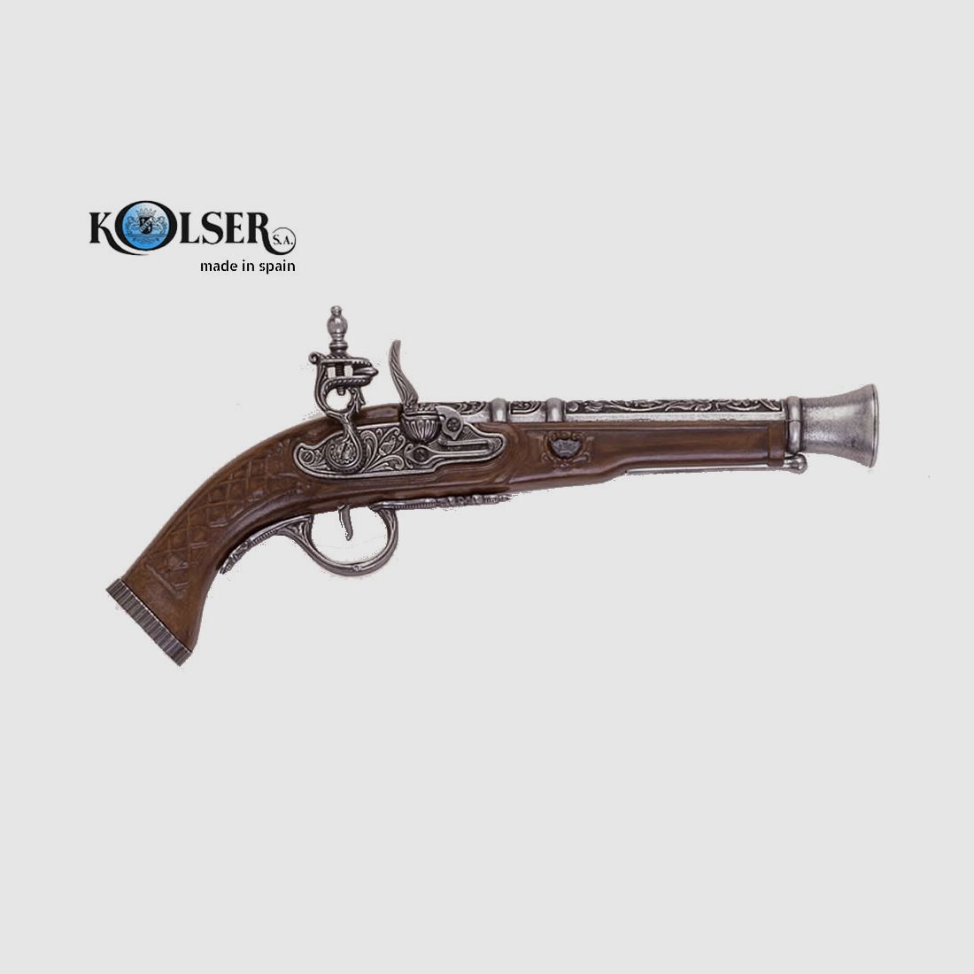 Kolser Deko Steinschloss Tromblon, Holzimitat, stahlfarben, 36 cm, verziert