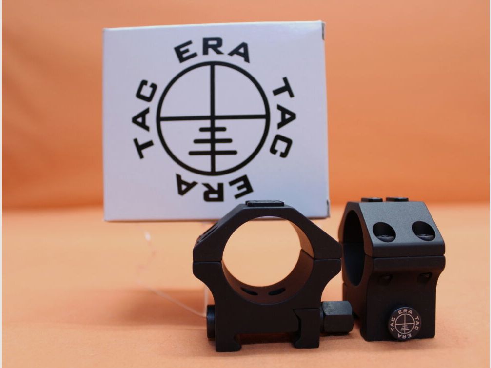Recknagel Era-Tac Montageringe 30mm (T5003-0010) mit Mutter, Alu schwarz, BH=10mm für Picatinnyprofil