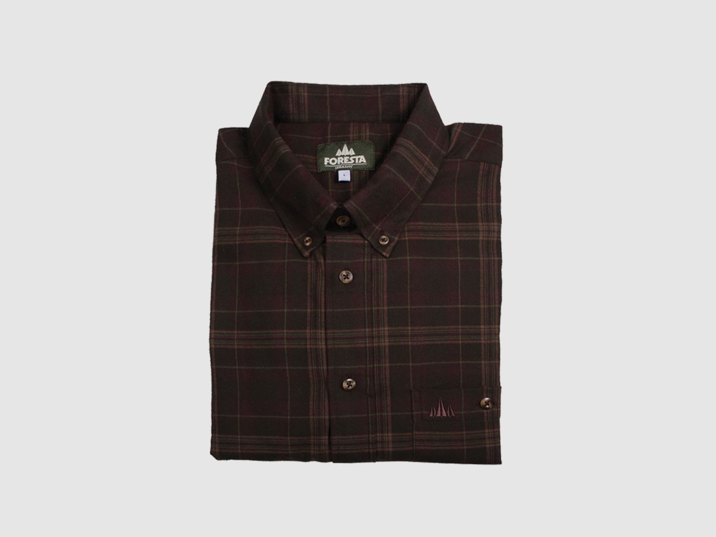 Foresta Jagdhemd Flanell 43/44 Oliv/Torf