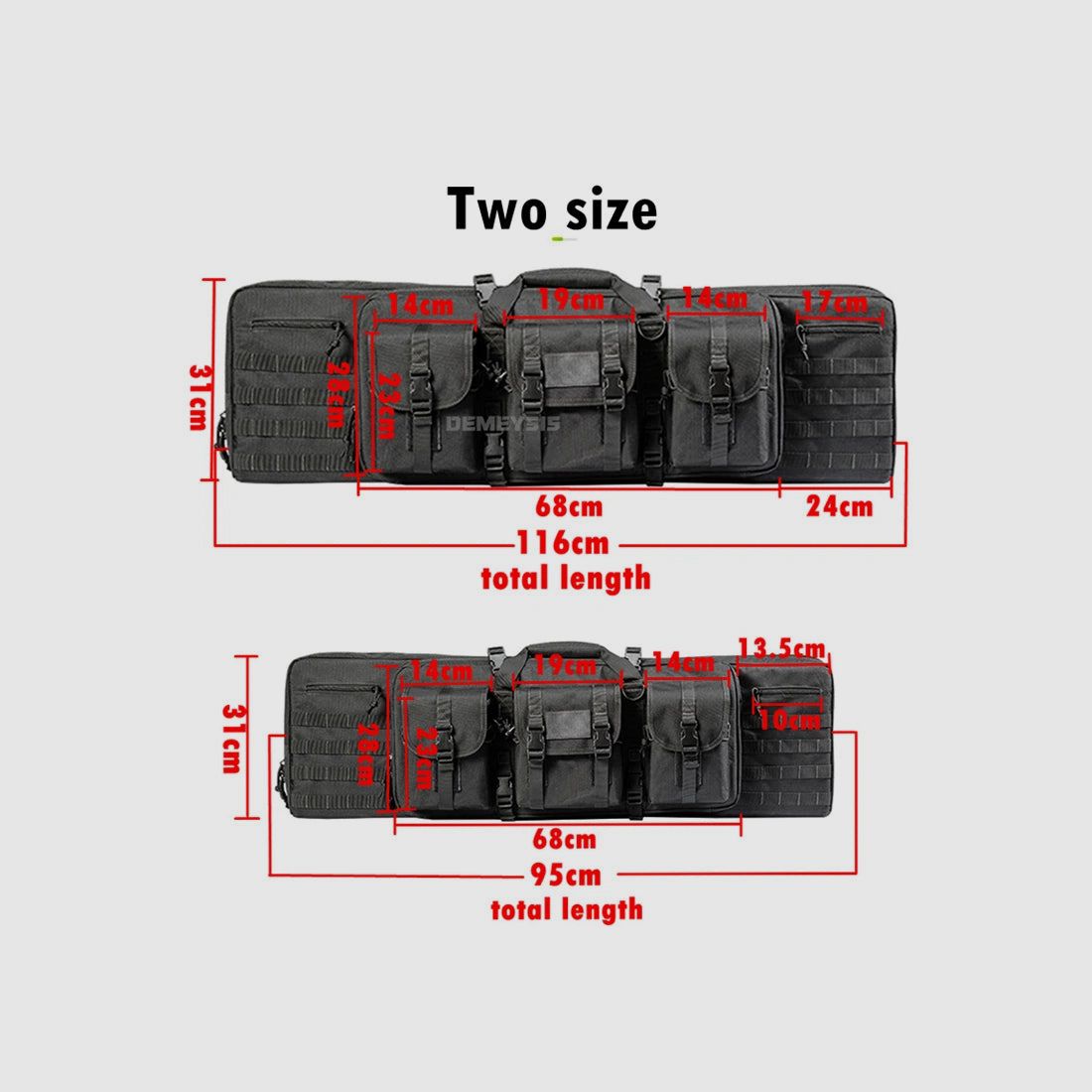 Tactical MOLLE gun bag for 2 rifles – 600D Oxford – backpack & bag – 95 cm / 116 cm – airsoft, hunting, shooting sports