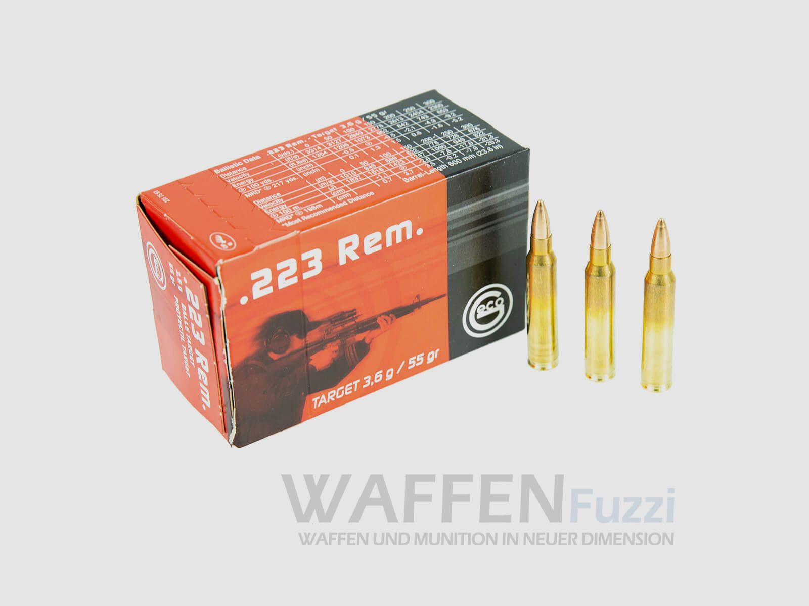 Cartouches de fusil Geco .223 Rem. ogive pleine DTX 55gr.