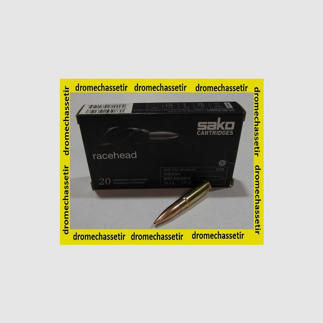 Box of 20 cartridges Sako 300 blackout 220 grains racehead subsonic 137A