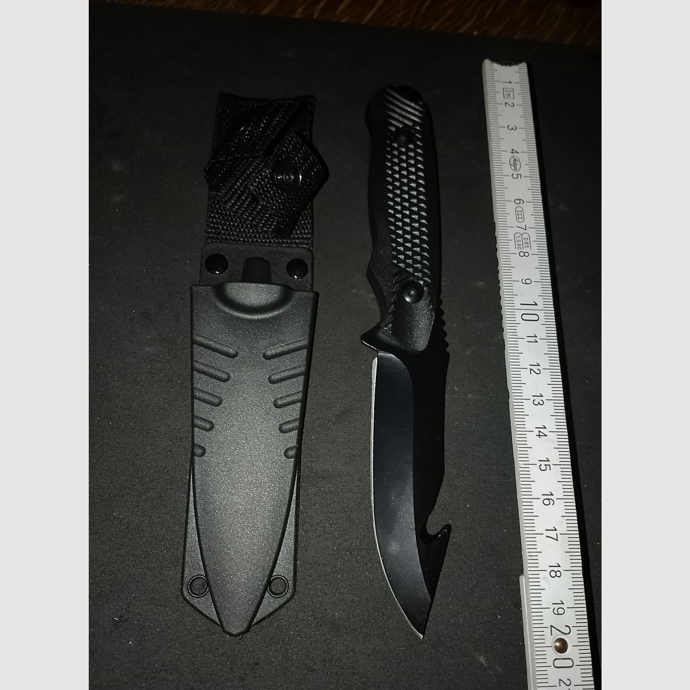 Diving knife angler knife outdoor knife black with sheath new