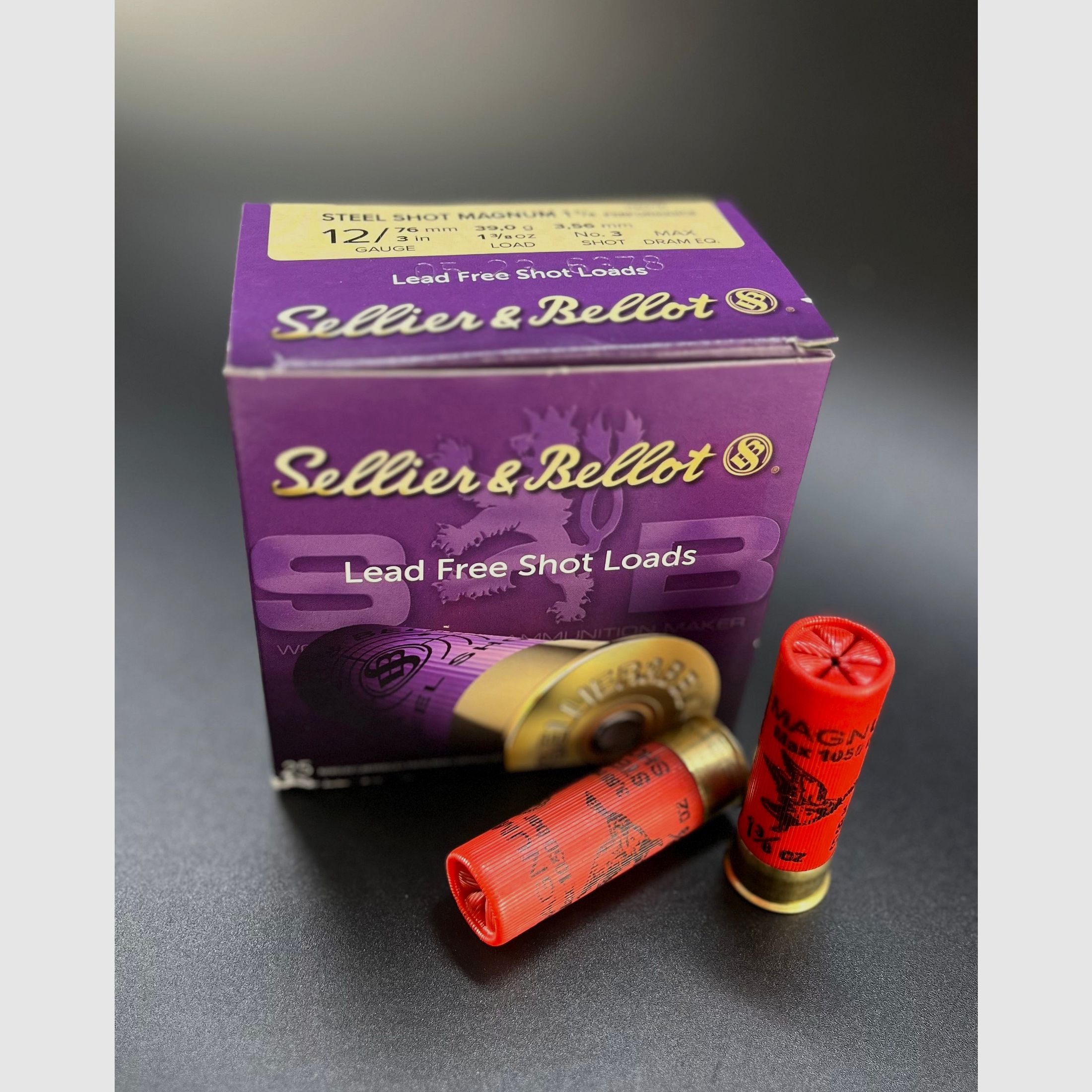 S&B Shotgun Ammunition 12/76 39.00g 3.56mm Steel Shot